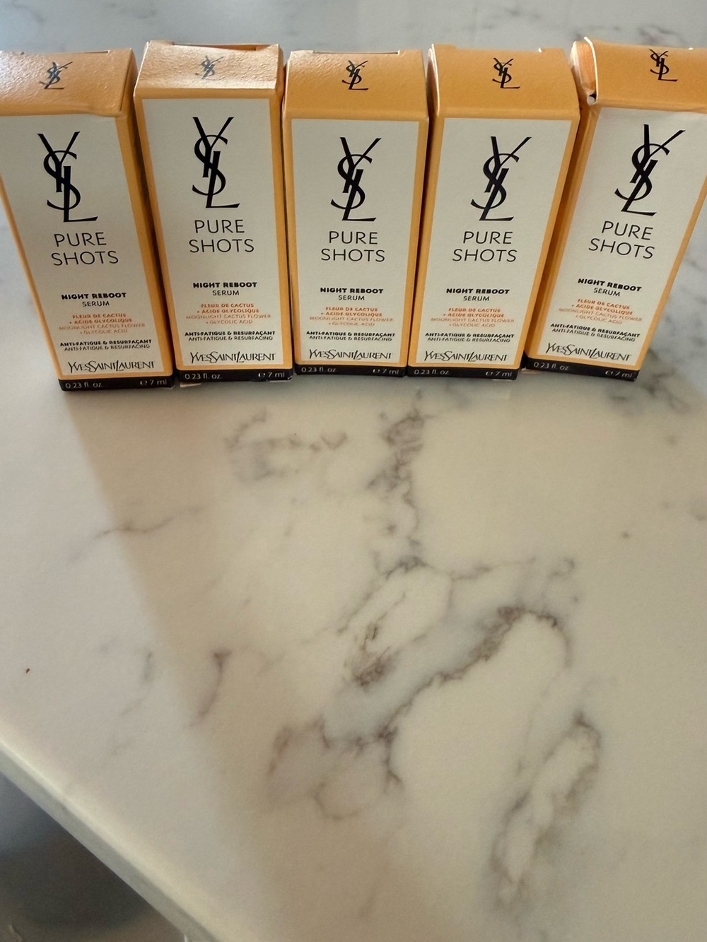 Yves Saint Laurent Pure Shots Night Reboot Serum - Cream & Gold Boxes (Lot of 5)